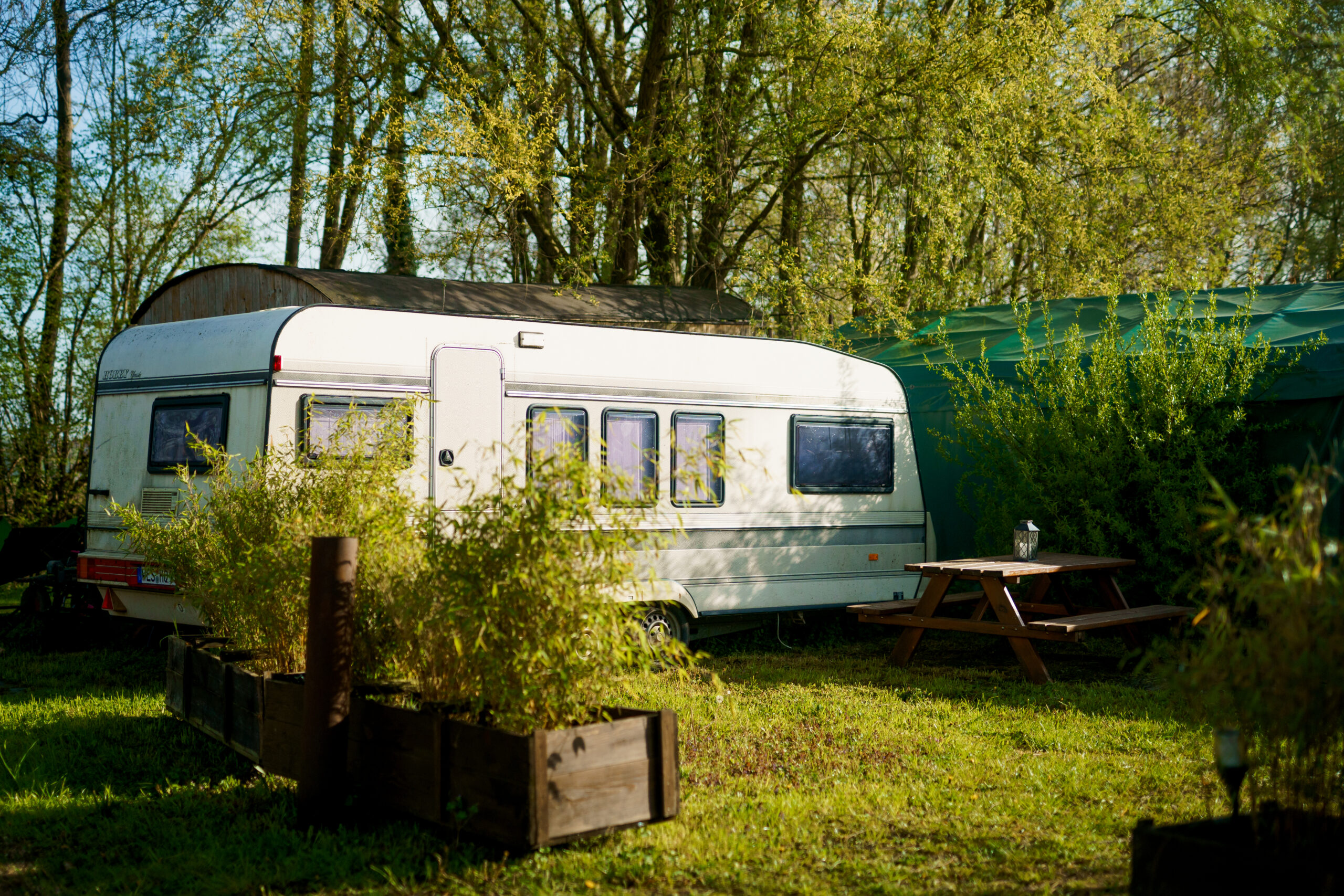 Unterkunft Wohnwagen Nobbenhof von aussen
